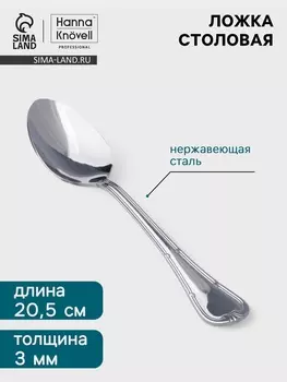 Столовая ложка Hanna Knvell Malaren, 20.5 см, толщина 3 мм, нержавеющая сталь, серебристая