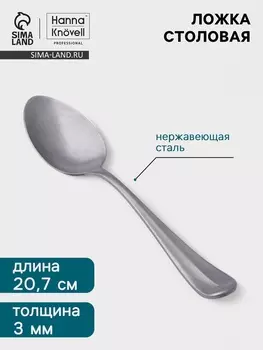 Столовая ложка Hanna Knvell Rosen, 20.7 см, толщина 3 мм, нержавеющая сталь, серебристая