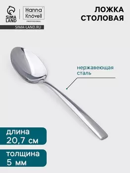 Столовая ложка Hanna Knvell Skagem, 20.7 см, толщина 5 мм, нержавеющая сталь, серебристая