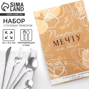 Столовые приборы из нержавеющей стали «Попробуй мечту на вкус», 4 предмета