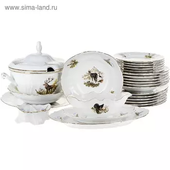 Столовый сервиз 6/25 Bernadotte, декор «Охотничьи сюжеты», 25 предметов