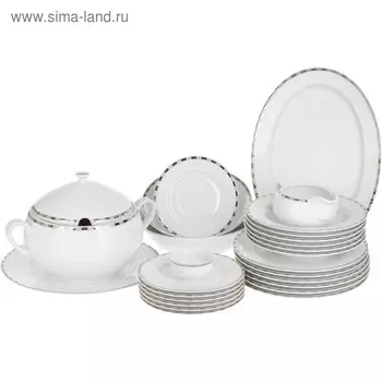 Столовый сервиз 6/25 Opal, декор «Платиновые пластинки», 25 предметов