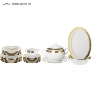 Столовый сервиз 6/25 Opal, декор «Широкий кант платина, золото», 25 предметов