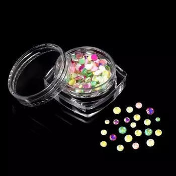 Стразы для декора NEON, разноразмерные, светятся в темноте, разноцветные