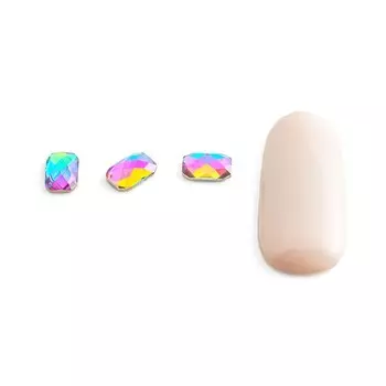 Стразы для дизайна ногтей хамелеон POLE «Прямоугольник мягкий», 10 шт