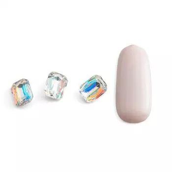 Стразы для дизайна ногтей прозрачные POLE «Прямоугольник мягкий большой», 10 шт