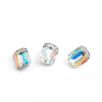 Стразы для дизайна ногтей TNL «Прямоугольник мягкий большой», прозрачные, 10 шт