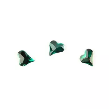 Стразы для дизайна ногтей TNL «Сердечко», изумрудные, 10 шт