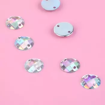 Стразы пришивные «Круг», с голографией, d = 10 мм, 24 шт