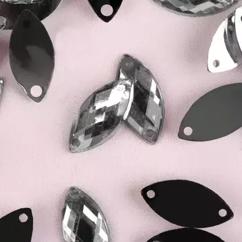 Стразы пришивные «Лепесток», лодочка, 715 мм, 50 шт., белые