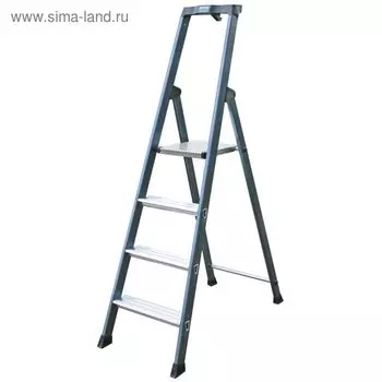 Стремянка KRAUSE MONTO SECURO, оградительная дуга с полкой, широкие ступени, 4 ступени