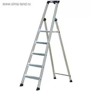 Стремянка KRAUSE MONTO SOLIDO, оградительная дуга с полкой, 6 ступеней