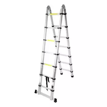 Стремянка-лестница телескопическая ТУНДРА, раскладная, алюминиевая, 2.22.2 м