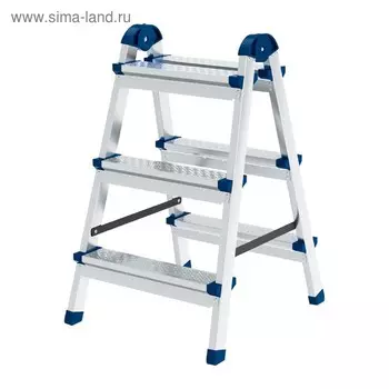 Стремянка "СИБРТЕХ" 97983, двусторонняя, стальная, 3 ступени