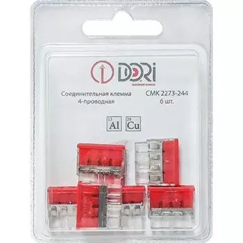 Строительно-монтажная клемма DORI (СМК 2273-244) 4-х проводная с пастой, 6 шт. в блистере