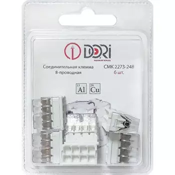 Строительно-монтажная клемма DORI (СМК 2273-248) 8-ми проводная с пастой, 6 шт. в блистере