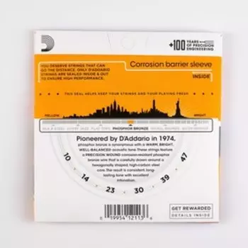 Струны для акустической гитары Extra Light 10-47 D`Addario EJ15 PHOSPHOR BRONZE, фосфорная б