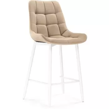 Стул барный Алст металл/велюр, белый/бежевый 50x56x100 см