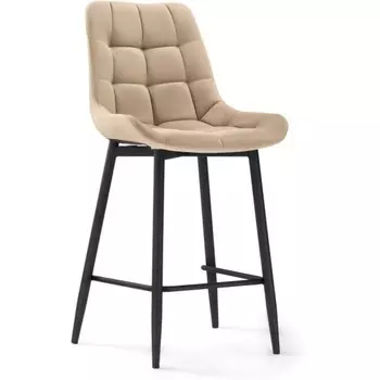 Стул барный Алст металл/велюр, черный/бежевый 50x56x100 см