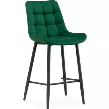 Стул барный Алст металл/велюр, черный/зеленый 50x58x99 см