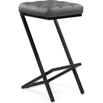 Стул барный Амаури металл/экокожа, черный/серый 35x36x64 см