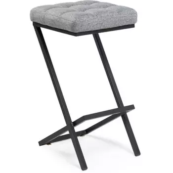 Стул барный Амаури металл/рогожка, черный/серый 35x36x64 см