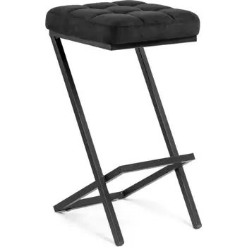 Стул барный Амаури металл/велюр, черный/черный 35x36x64 см