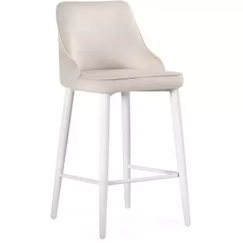 Стул барный Атани металл/велюр, белый/кремовый 48x44x97 см