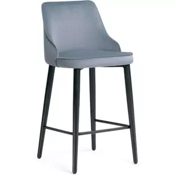 Стул барный Атани металл/велюр, черный/серый 48x44x97 см