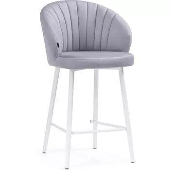 Стул барный Бэнбу velutto 49 металл/велюр, белый/серый 55x56x97 см