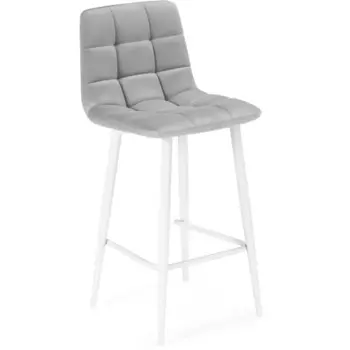 Стул барный Чилли К металл/велюр, белый/серый 43x42x93 см