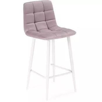 Стул барный Чилли К металл/велюр, белый/розовый 43x42x93 см