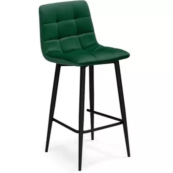 Стул барный Чилли К металл/велюр, черный/зеленый 43x42x93 см