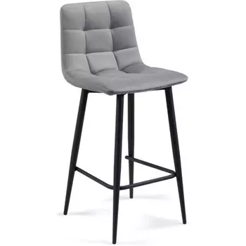 Стул барный Чилли К металл/велюр, черный/серый 43x42x93 см