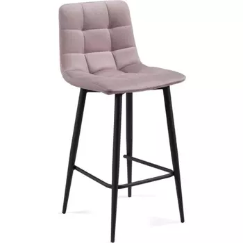 Стул барный Чилли К металл/велюр, черный/розовый 43x42x93 см