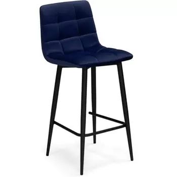Стул барный Чилли К металл/велюр, черный/синий 43x42x93 см