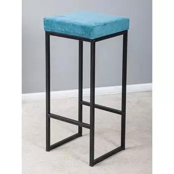 Стул барный Frame, 356336811 мм, велюр, цвет голубой / чёрный металл