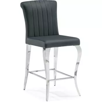 Стул барный Joan металл/велюр, хром/серый 47x64x106 см
