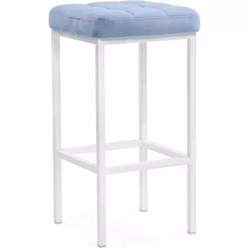 Стул барный Лофт металл/велюр, белый/синий 35x35x65 см