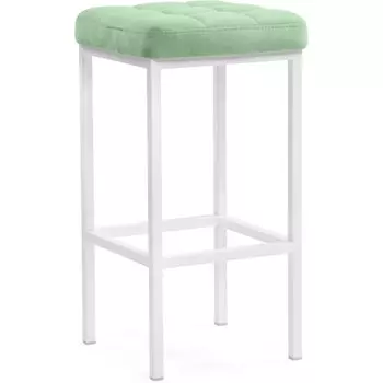 Стул барный Лофт металл/велюр, белый/зеленый 35x35x65 см