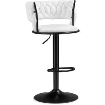 Стул барный Lotus металл/велюр, черный/белый 52x50x87 см