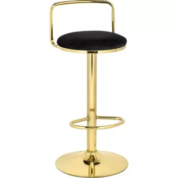 Стул барный Lusia металл/велюр, золотой/черный 38x40x84 см