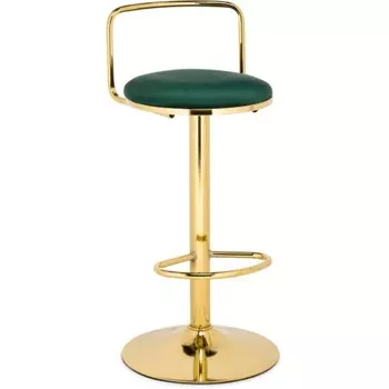 Стул барный Lusia металл/велюр, золотой/зеленый 38x40x84 см