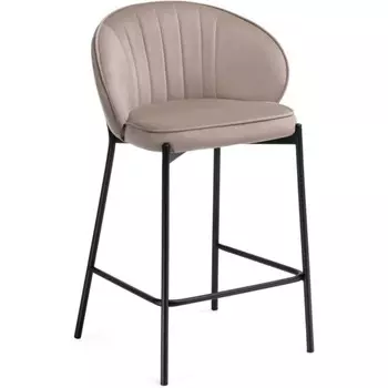 Стул барный Нейл металл/велюр, черный/латте 58x45x92 см