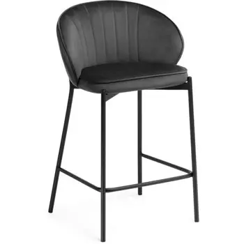 Стул барный Нейл металл/велюр, черный/серый 58x45x92 см