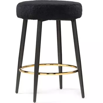 Стул барный Plato металл/ткань букле, черный/черный 43x43x65 см