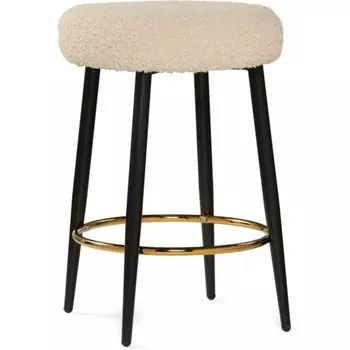 Стул барный Plato металл/ткань букле, черный/белый 43x43x65 см