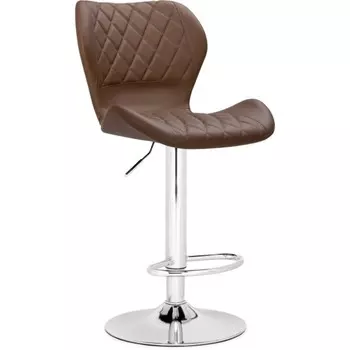 Стул барный Porch металл/экокожа, хром/коричневый 46x49x88 см