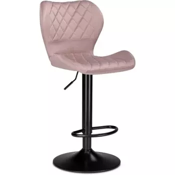 Стул барный Porch металл/велюр, черный/розовый 46x49x88 см