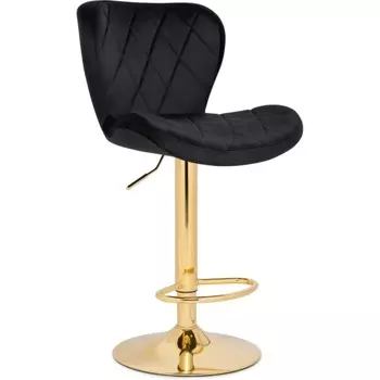 Стул барный Porch металл/велюр, золотой/черный 47x53x89 см